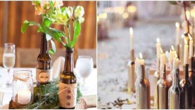 Ideias de Enfeites para Mesa de Casamento com Garrafas