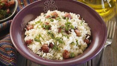 Arroz com Bacon e Manjericão