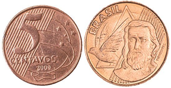 Moedas mais raras e caras do Real - 3 Lugar - Moeda de R$ 0,05 de 1999 e 2000