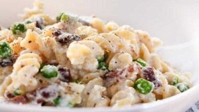 Macarrão com Ricota, Bacon e Ervilhas fr