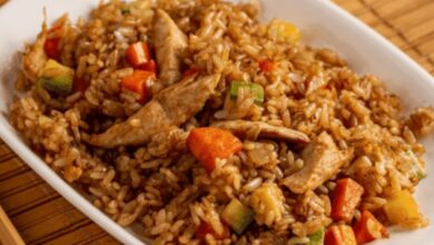 Risoto de shoyu com frango cenoura e abobrinha uma refeição saborosa e reconfortante