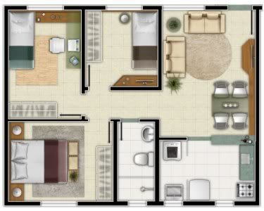 Planta de casa com dois quartos