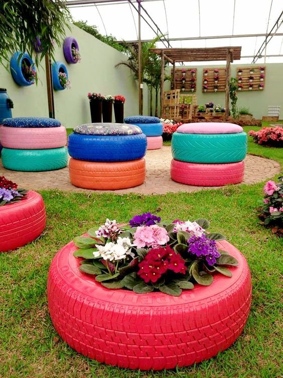 decoracao jardim pneus colorida decoracao jardim pneus colorida