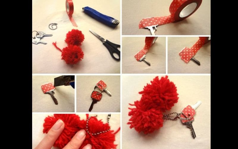 Dicas de Chaveiro de Pompom de Lã
