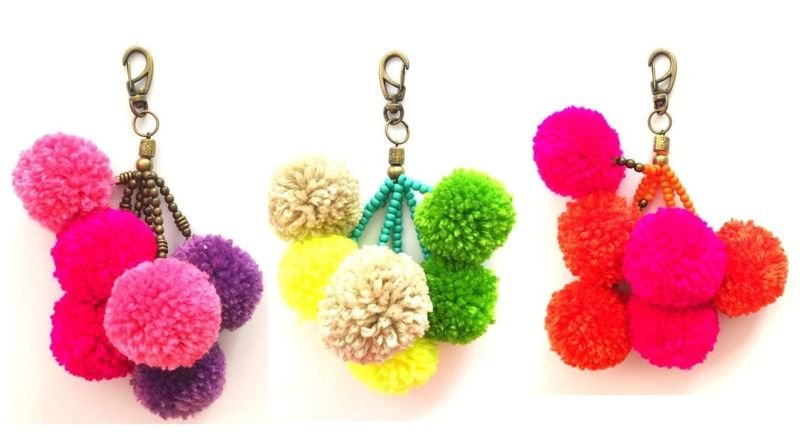 Dicas de Chaveiro de Pompom de Lã