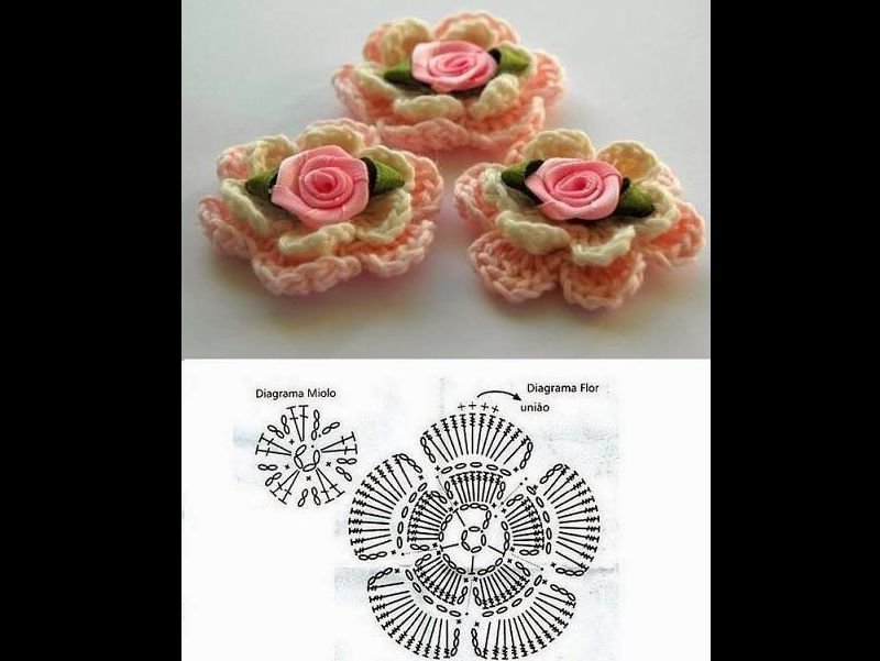 flor de croche com camadas