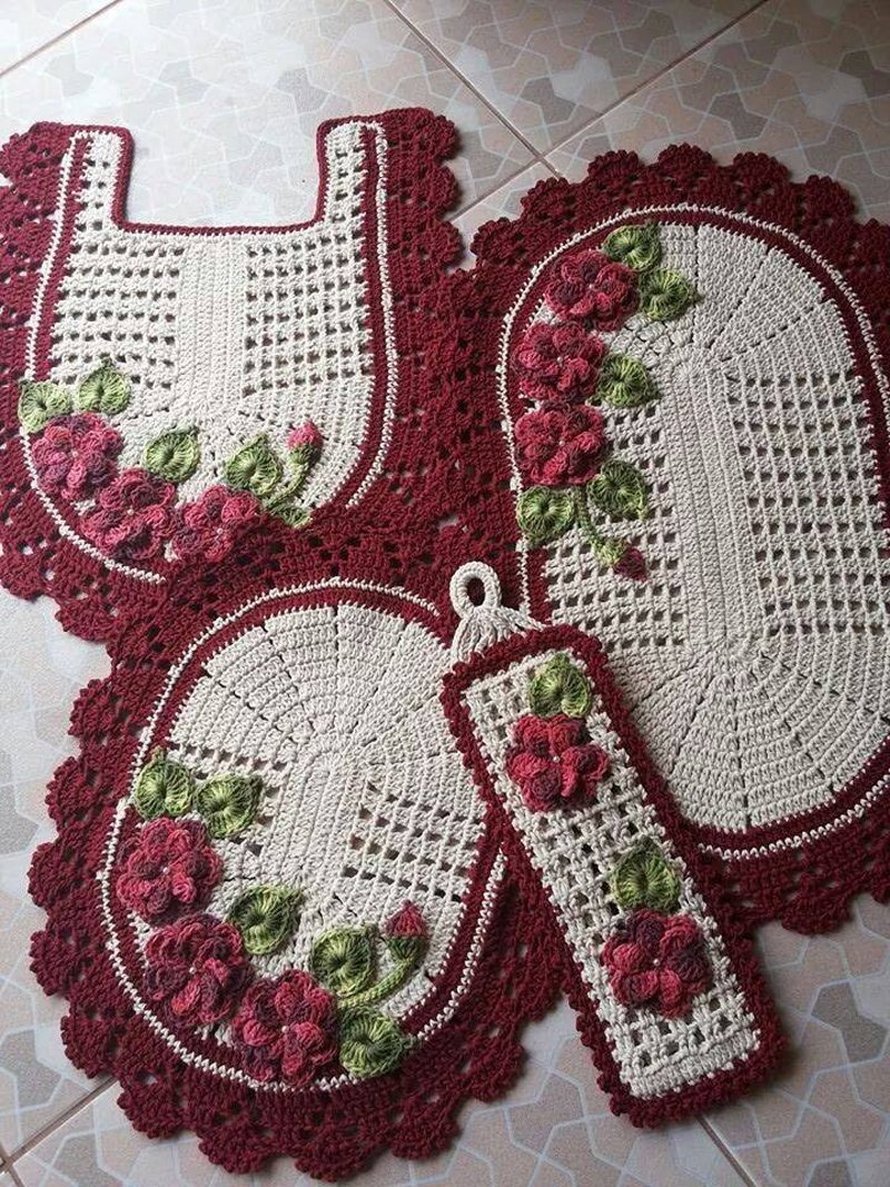 flor de croche vinho