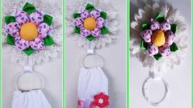 Aula de Porta Pano de Prato Flor de Fuxico