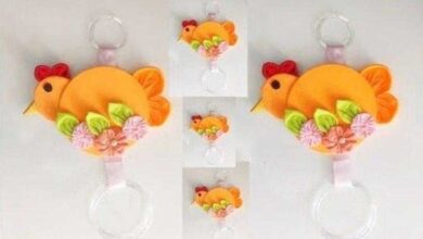 Porta pano de prato galinha de fuxico