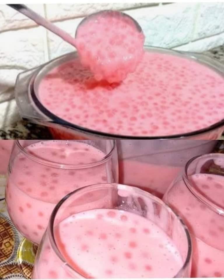 Sagu-Mousse de Morango fácil e delicioso