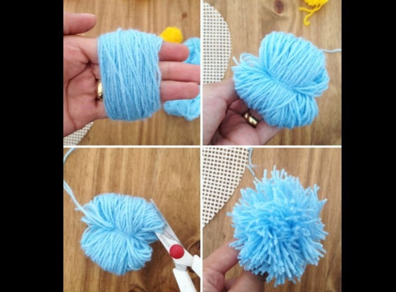 Como Fazer Chaveiro de Pompom de Lã