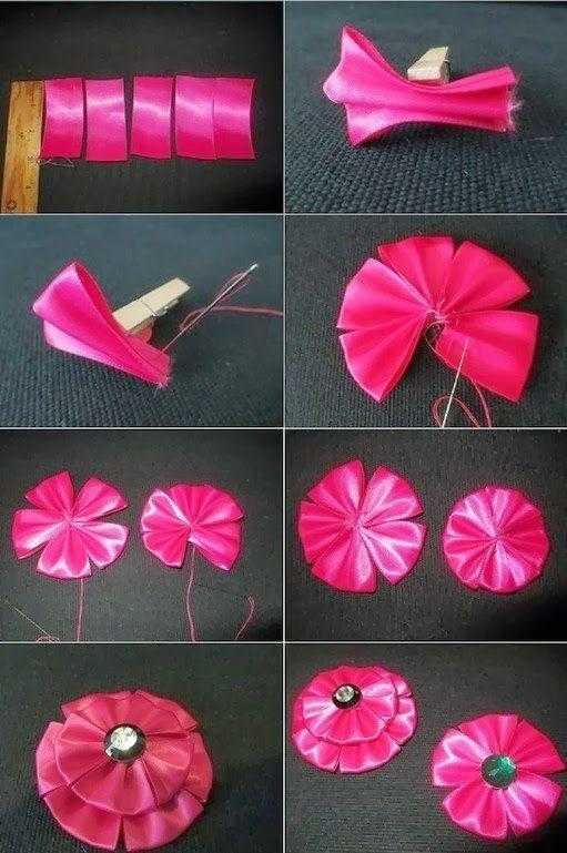 Como fazer Flor de Fita de Cetim Dobrada