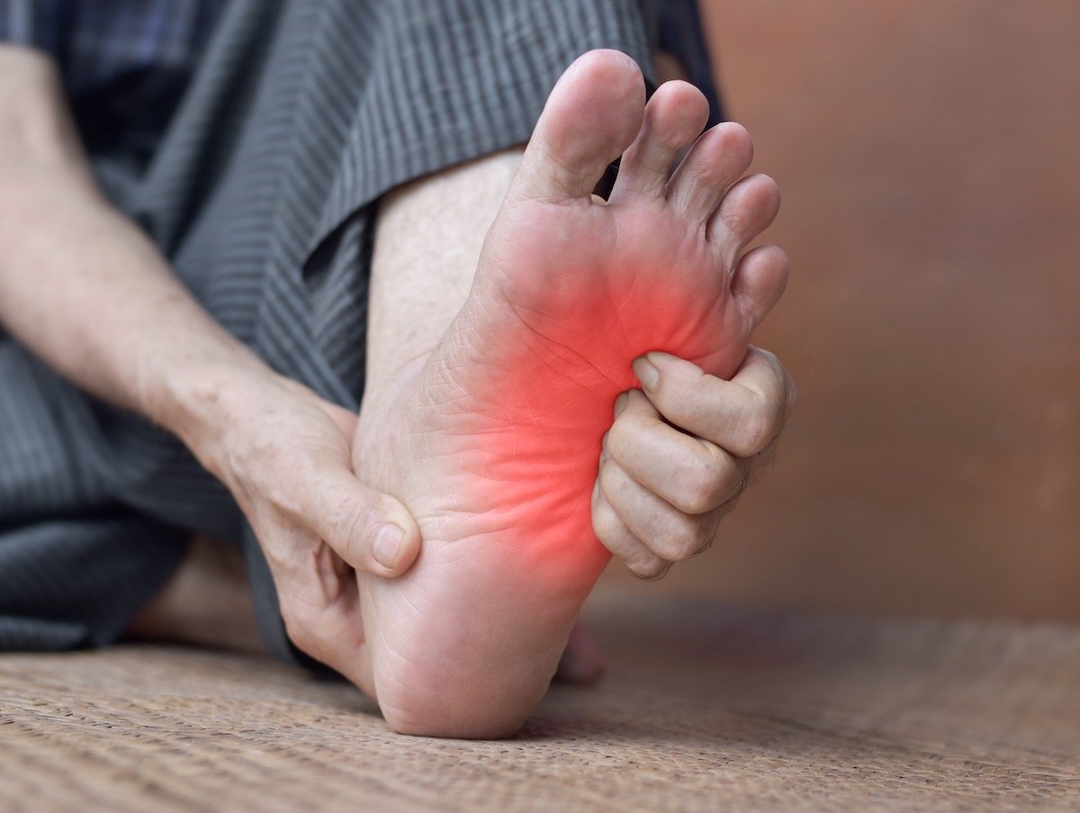 itchy skin of foot. concept of skin diseases such as scabies, fungal infection, allergy, etc.