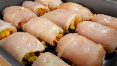 Peito de frango recheado com legumes uma receita leve e deliciosa para o almoço ou jantar