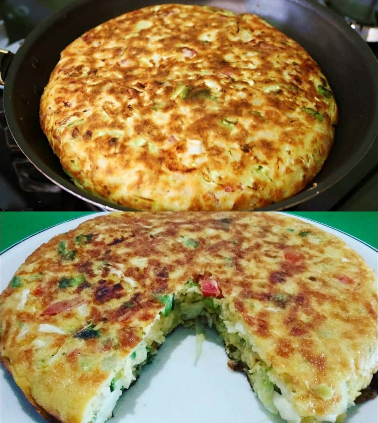 torta de repolho de frigideira