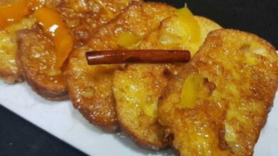 Rabanadas com calda de laranja