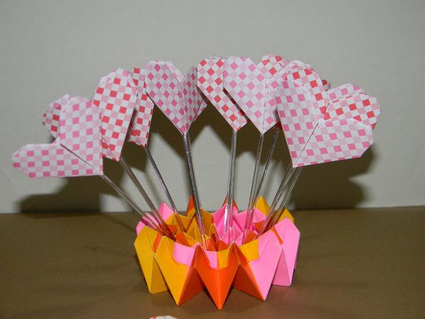topper origami de coração