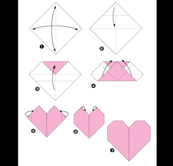 origami de coração passo a passo