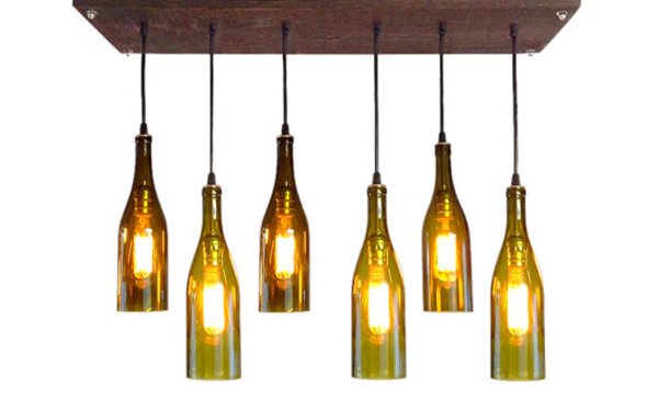 garrafa de vidro cortada lustre