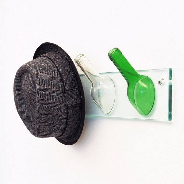 garrafa de vidro cortada cabide