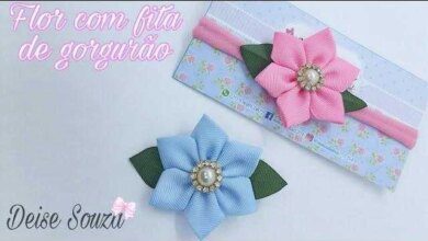 Flor Fofurinha com Fita de Gorgurão